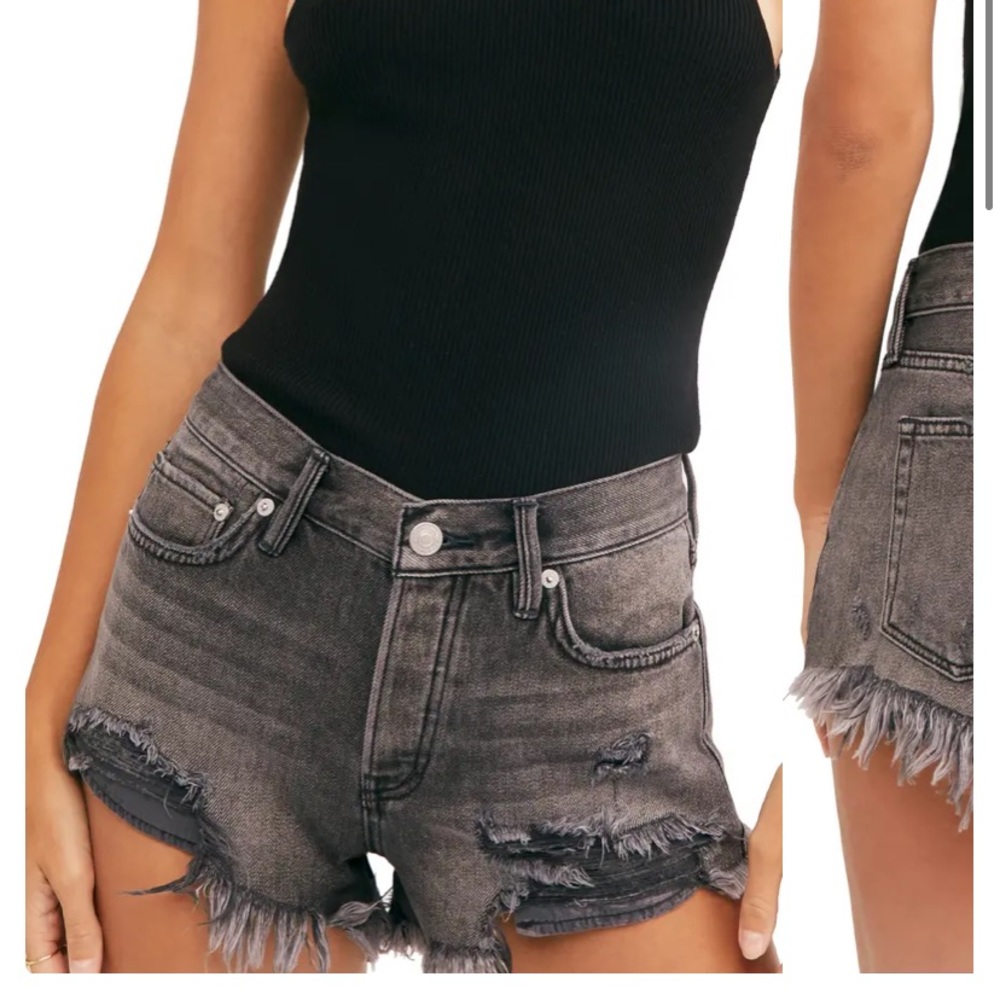 Free People Denim Black Shorts